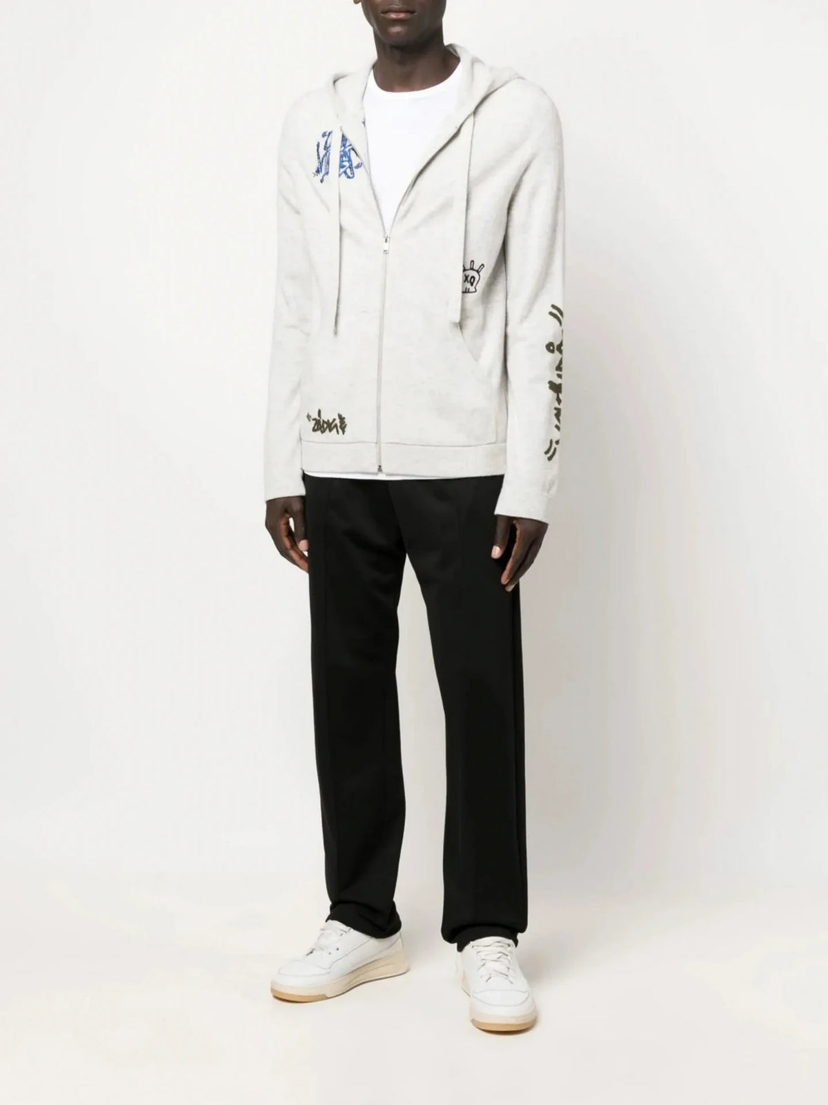 Embroidered Grey Hoodie