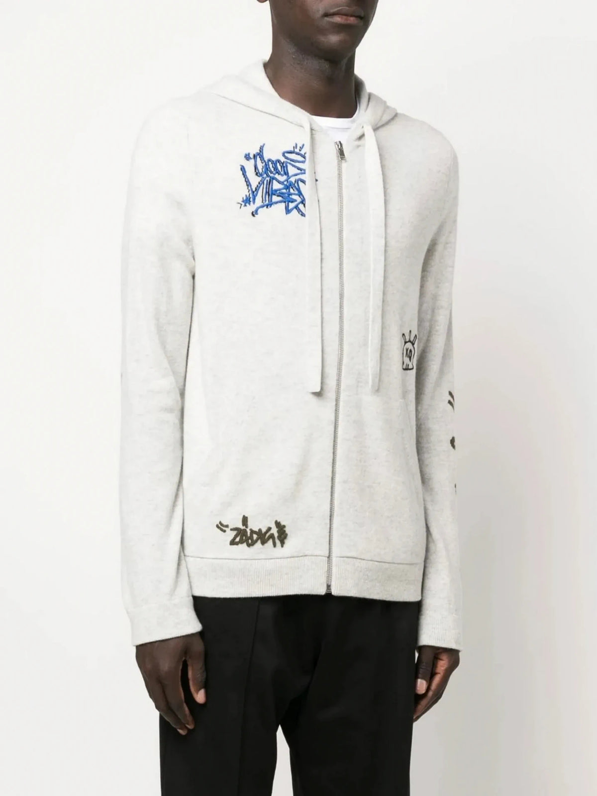 Embroidered Grey Hoodie