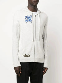 Embroidered Grey Hoodie