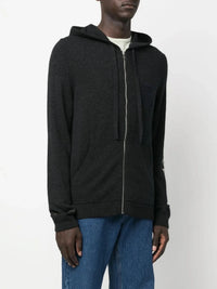 Intarsia-Knit Black Hoodie