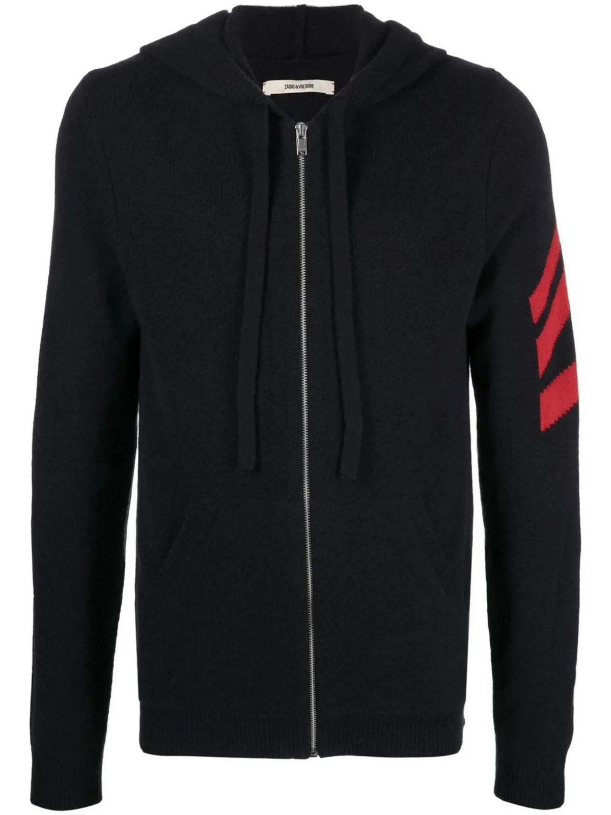 Stripe-Detail Navy Blue Hoodie