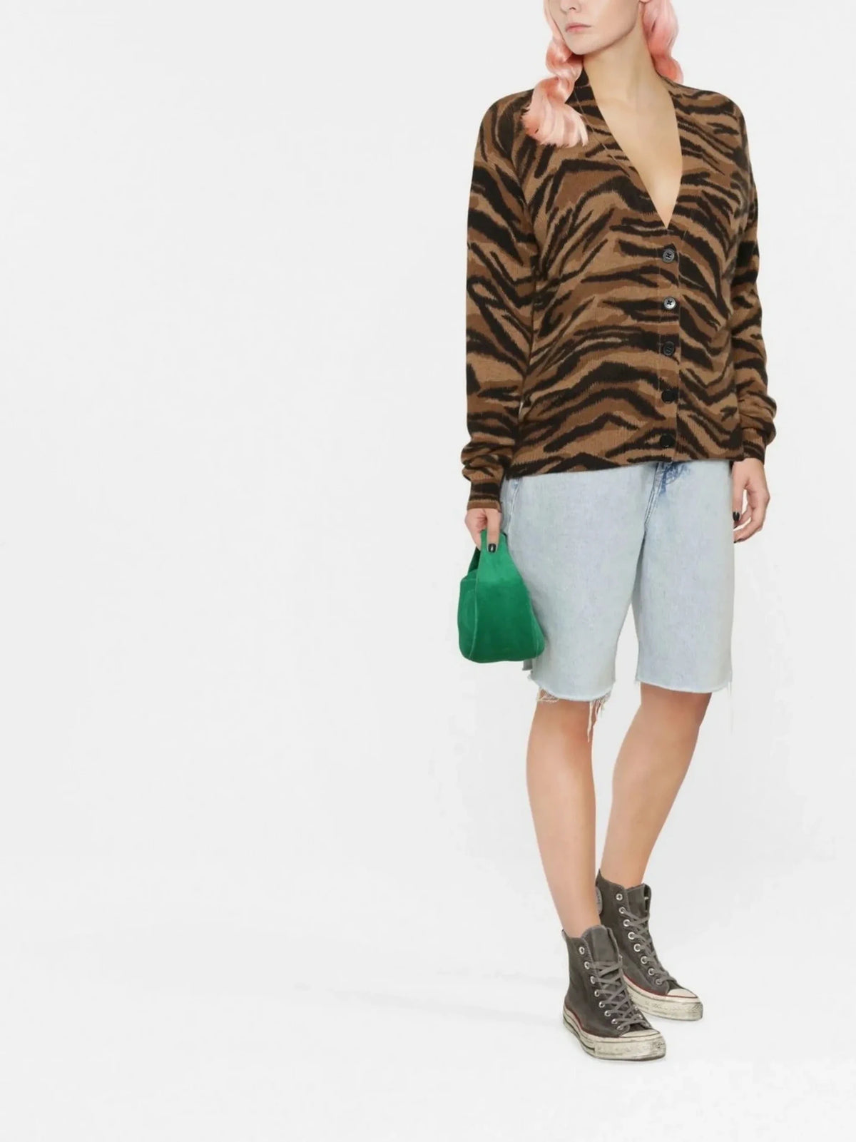 Tiger Print Brown Cardigan