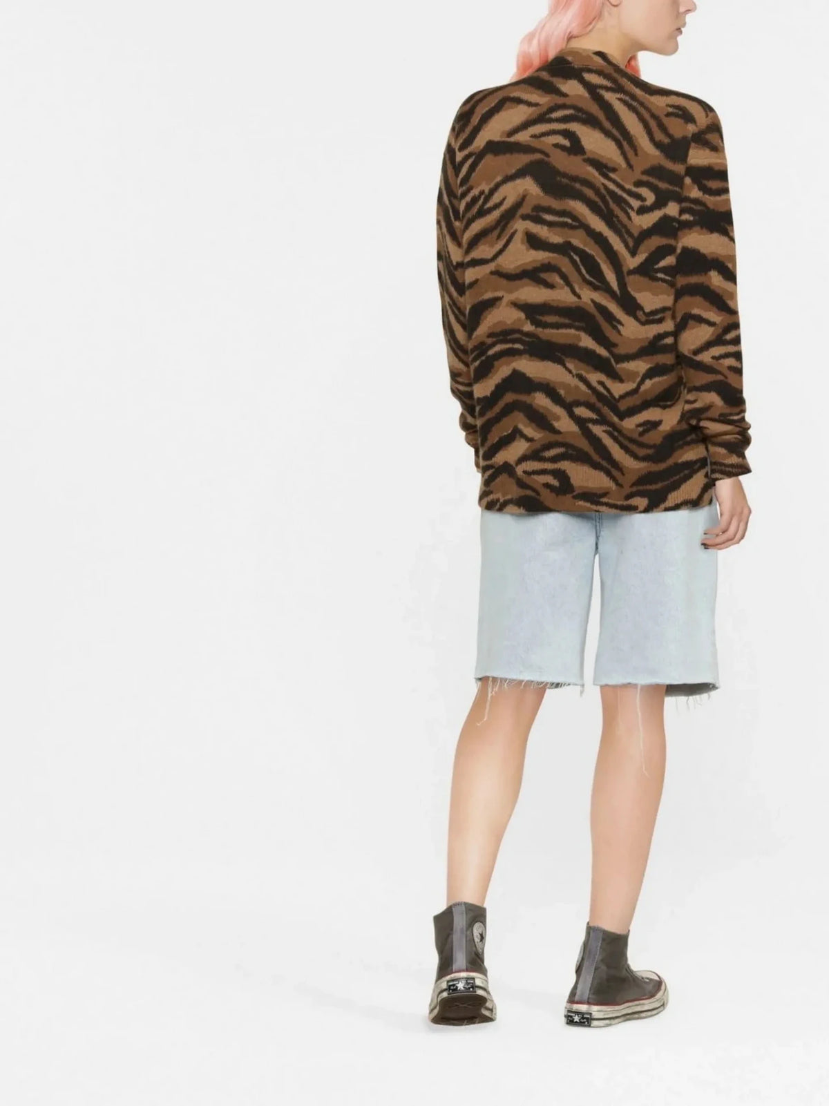 Tiger Print Brown Cardigan