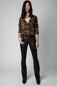 Tiger Print Brown Cardigan