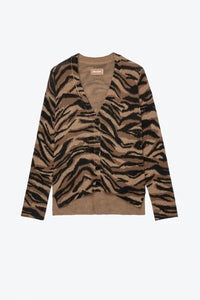 Tiger Print Brown Cardigan