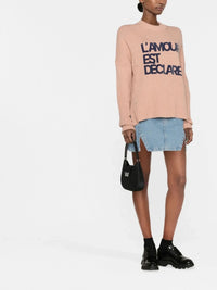 Slogan Print Pink Jumper