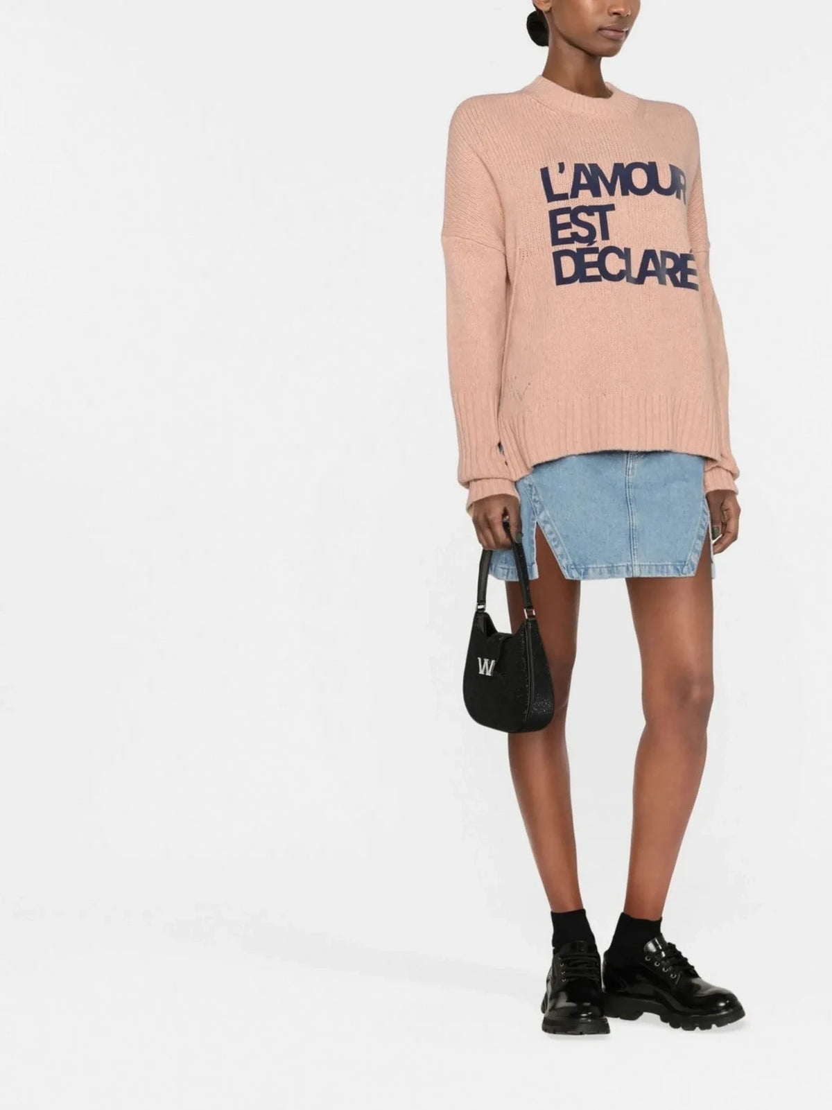 Slogan Print Pink Jumper