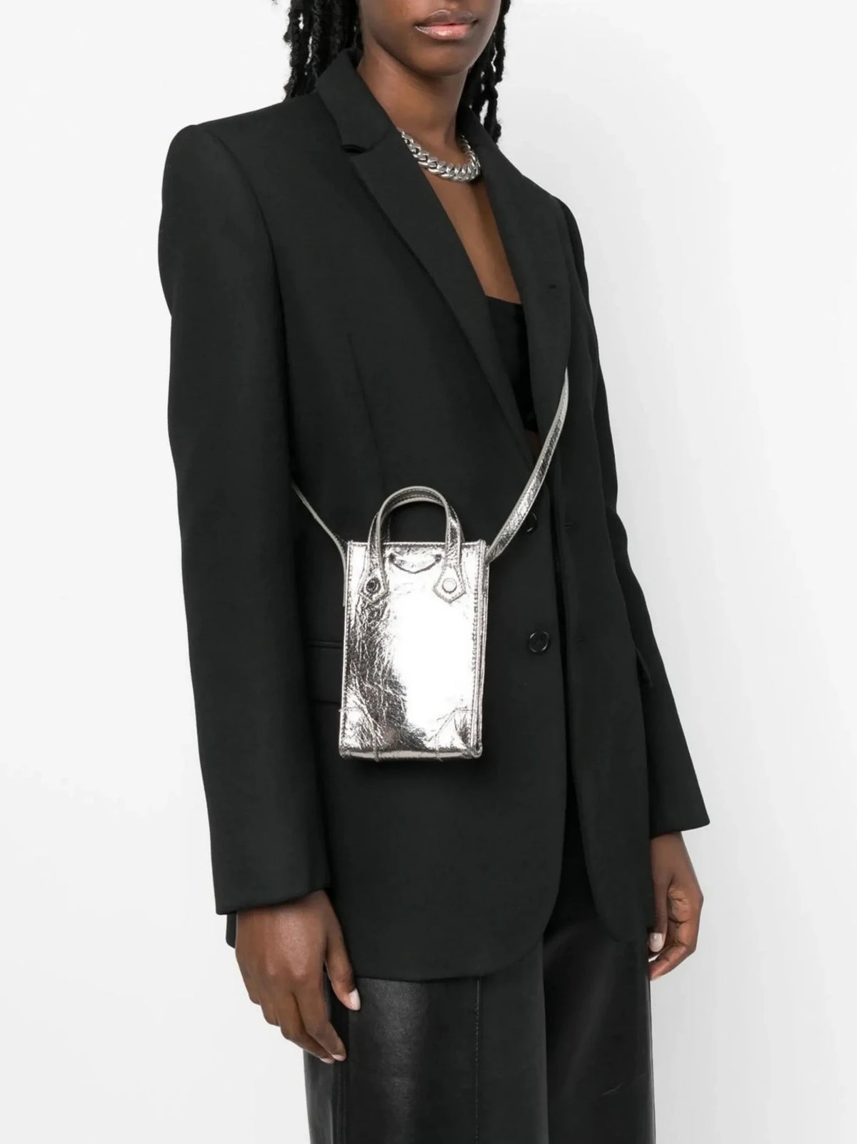 Sunny Metallic Silver Crossbody Bag