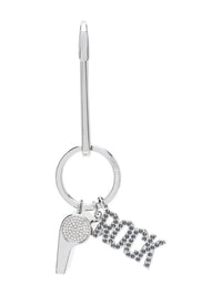 Charm Embellished Silver Keyring