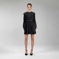 Guipure Lace Black Mini Dress