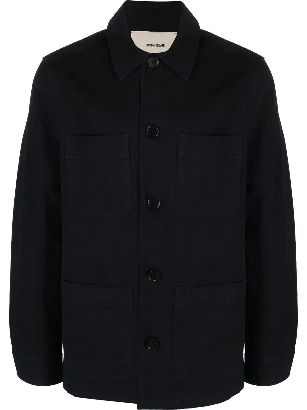 Slogan-Print Shirt Jacket