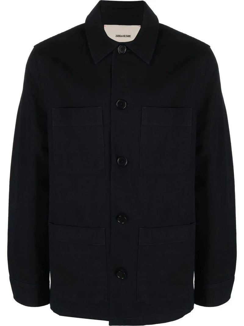 Slogan-Print Shirt Jacket