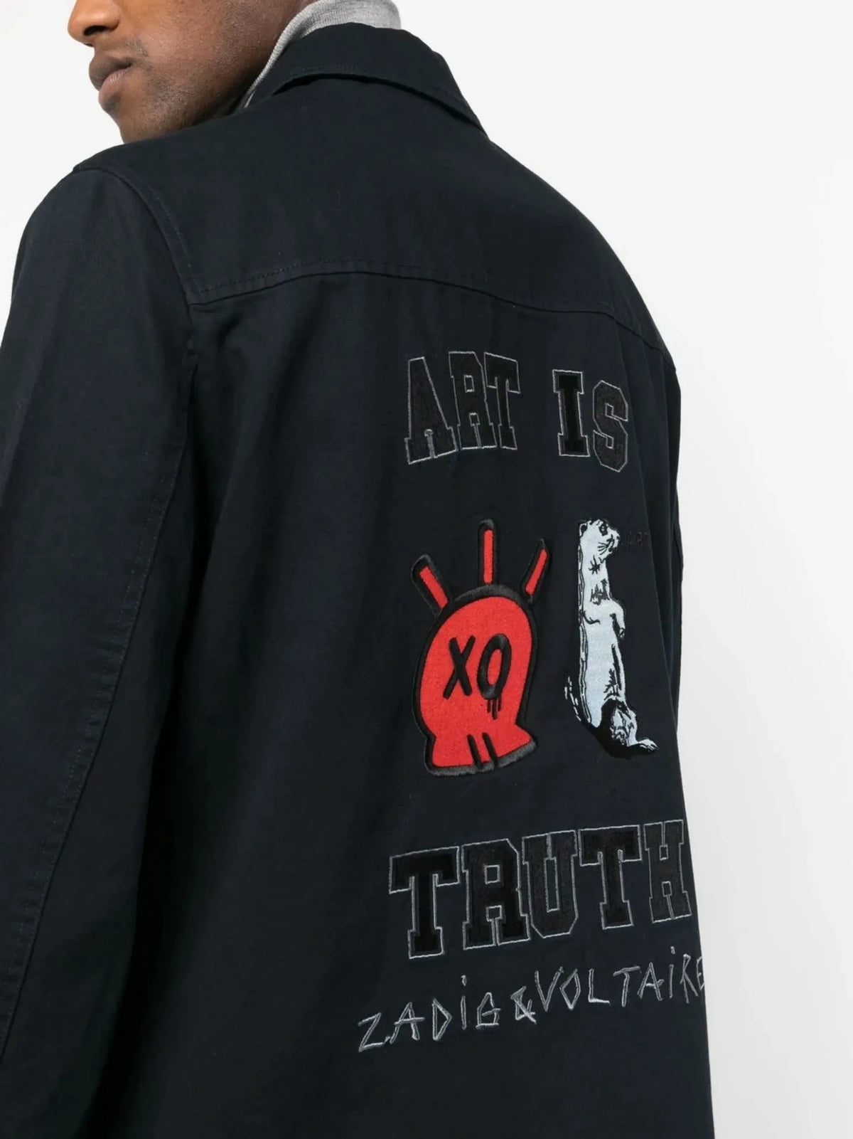 Slogan-Print Shirt Jacket