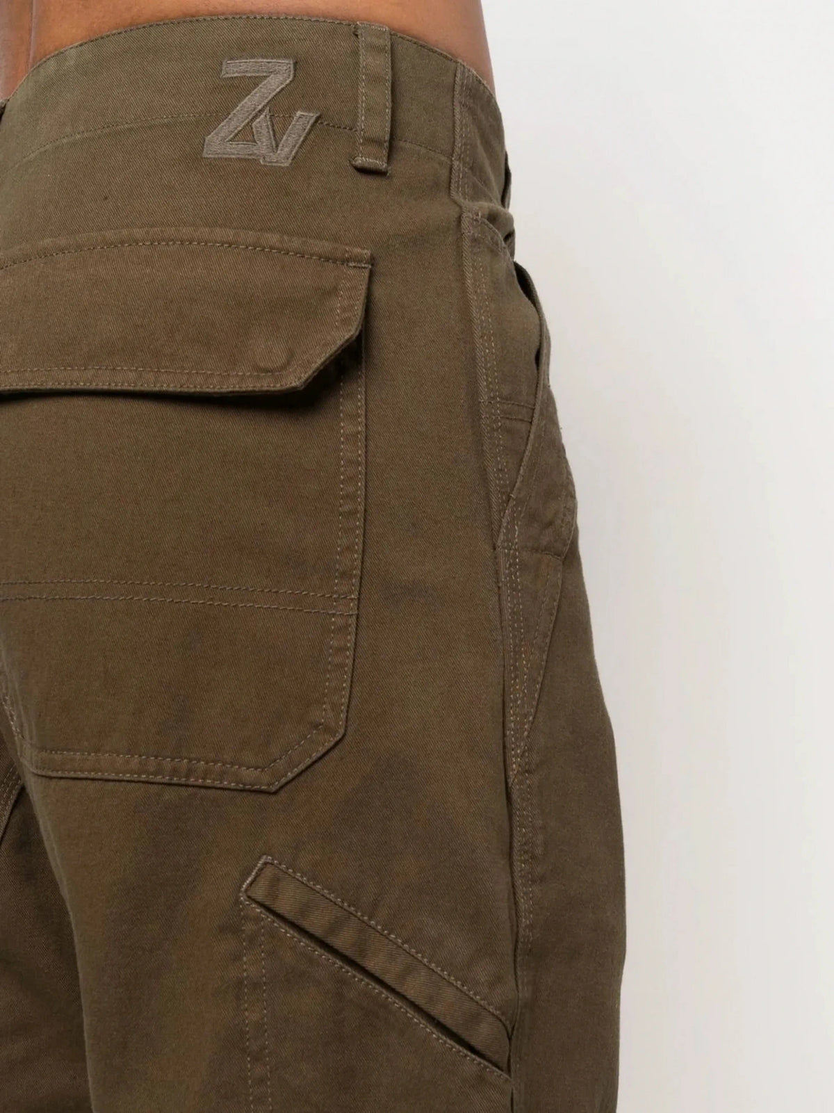 Embroidered Logo Green Cargo Trousers