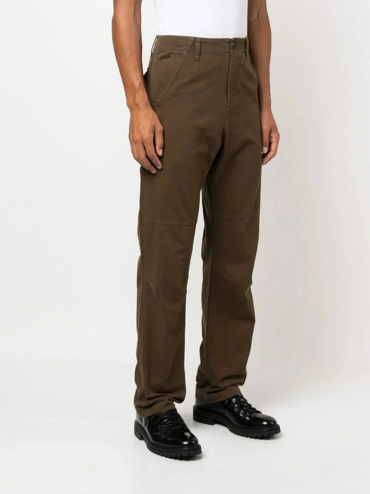 Embroidered Logo Green Cargo Trousers