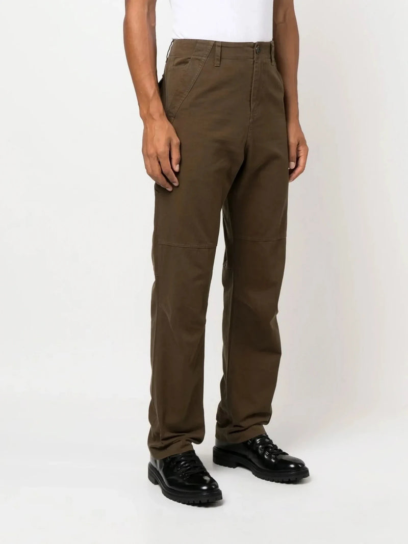 Embroidered Logo Green Cargo Trousers