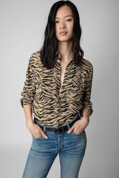 Tiger Print Naturel Shirt