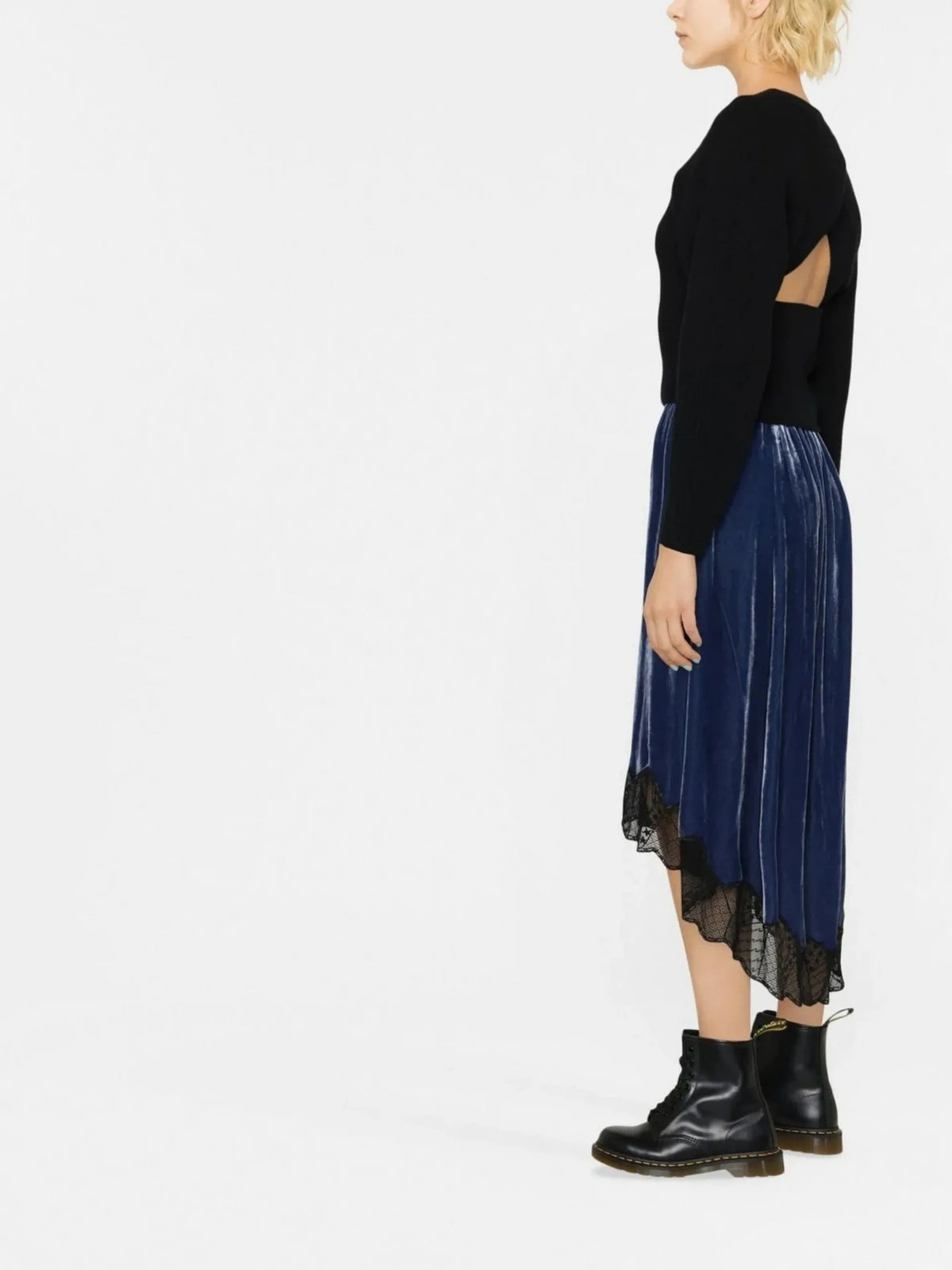 Lace Panel Navy Skirt