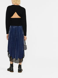 Lace Panel Navy Skirt