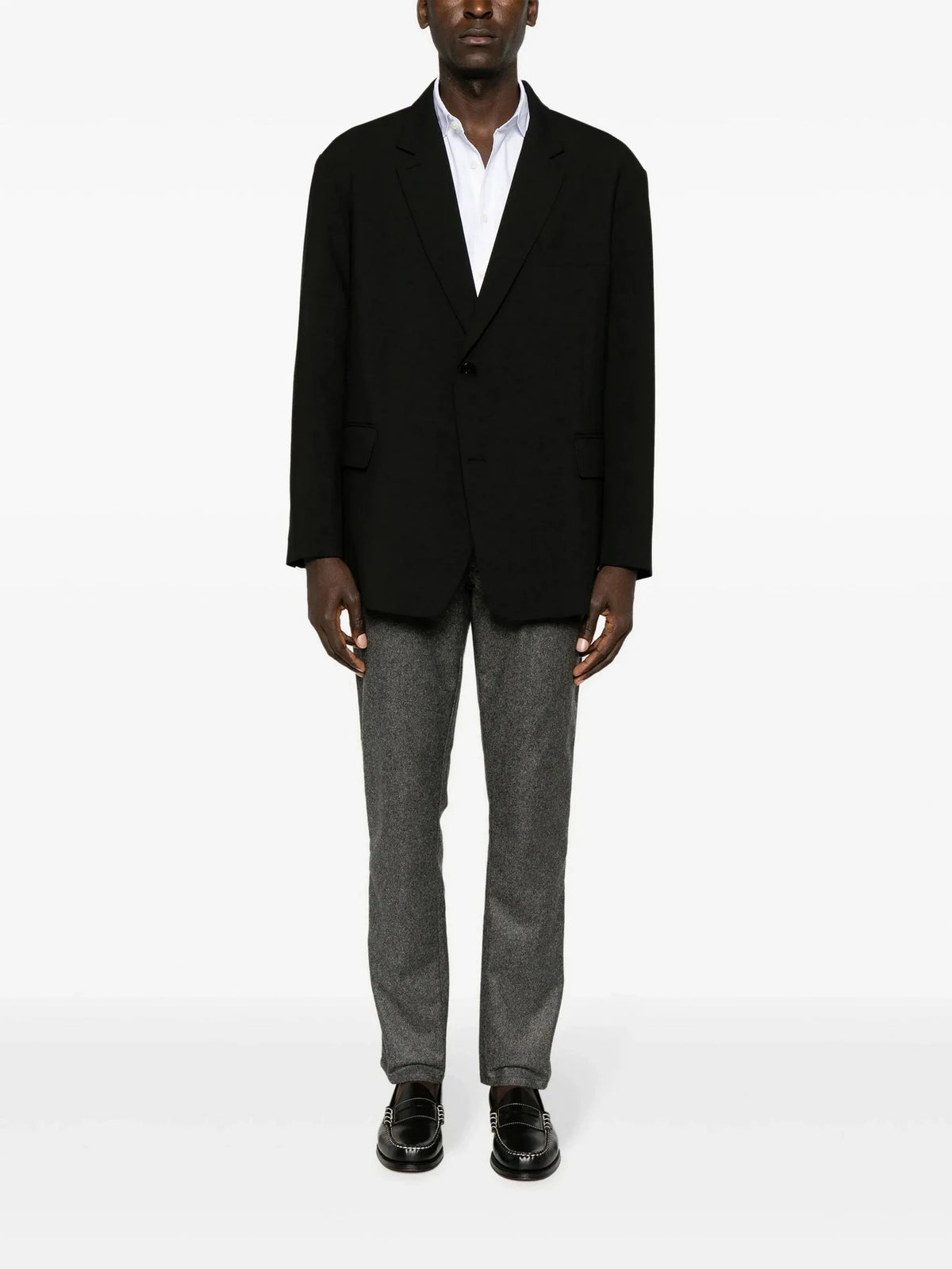 Flannel Logo-Patch Grey Trousers