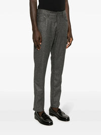 Flannel Logo-Patch Grey Trousers