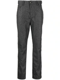 Flannel Logo-Patch Grey Trousers