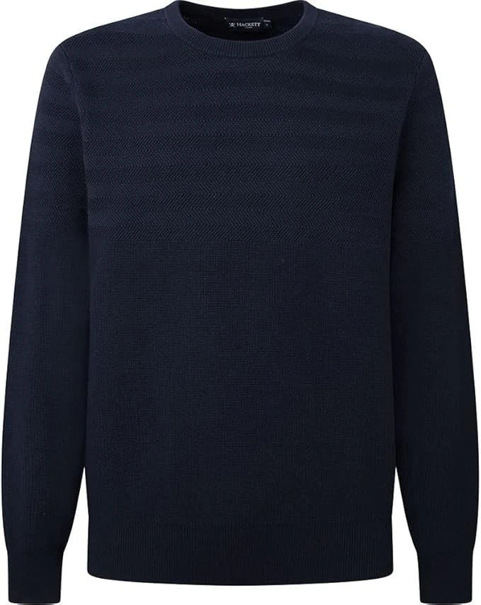 Hbone Texture Navy Blue Sweater