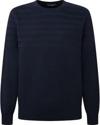 Hbone Texture Navy Blue Sweater