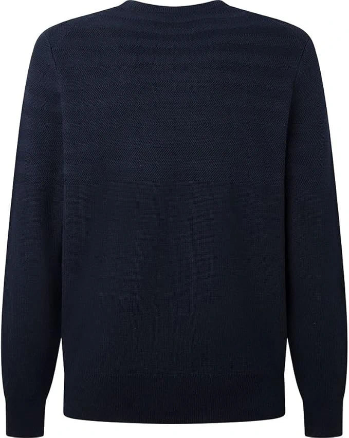 Hbone Texture Navy Blue Sweater
