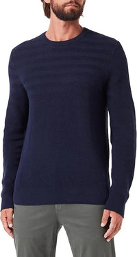 Hbone Texture Navy Blue Sweater