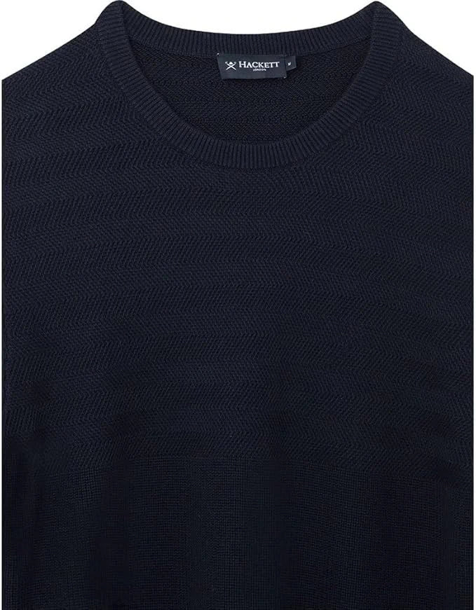 Hbone Texture Navy Blue Sweater