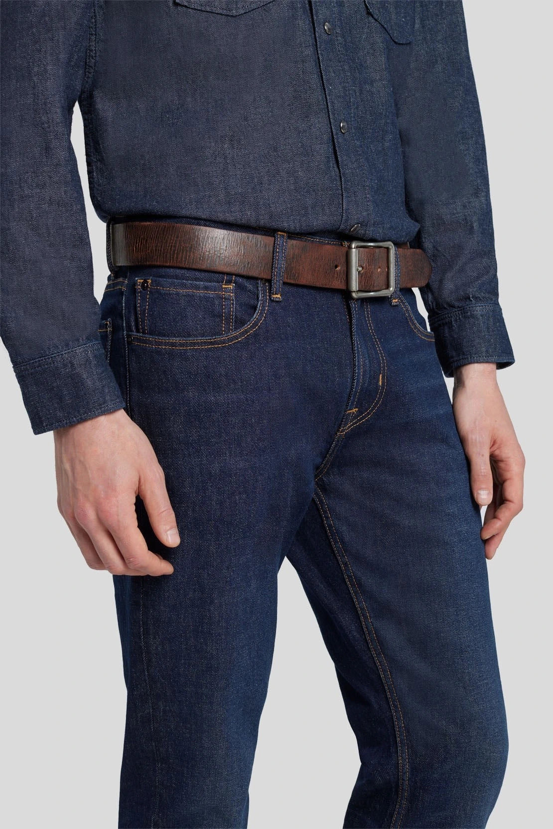 Crackled Leather Brown Belt