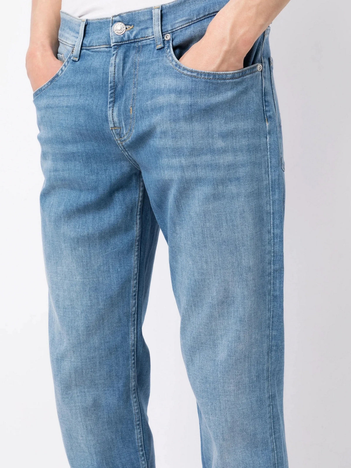 Stonewashed Mid-Rise Blue Jeans