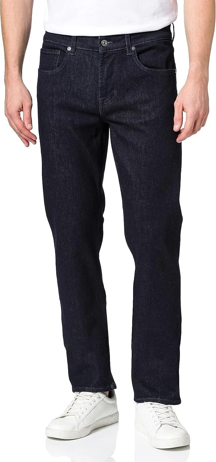 Slim-Cut Logo-Patch Navy Blue Jeans