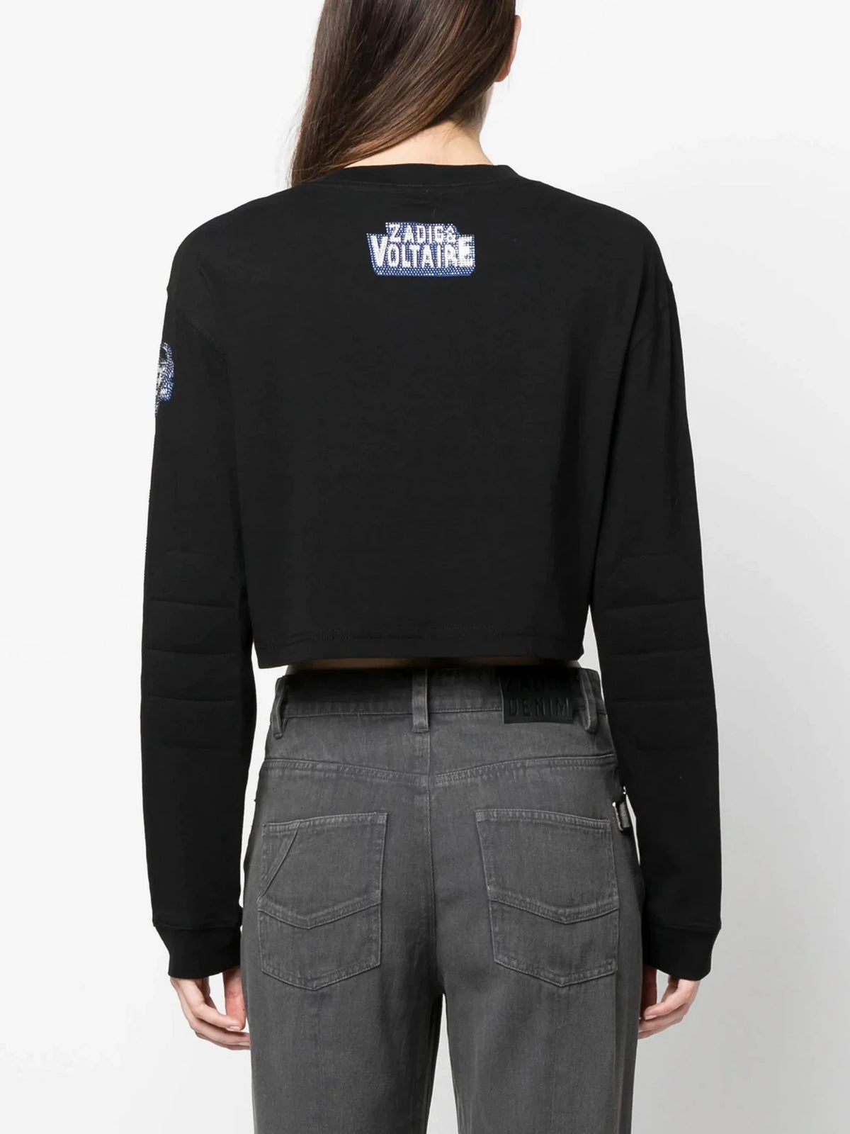 Cropped Multi Badge Black T-Shirt