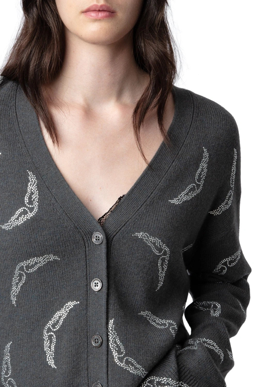 Mirka Wings Strass Grey Cardigan