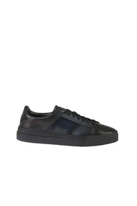 Blue Leather Men Black Shoes