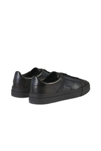 Blue Leather Men Black Shoes