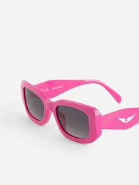 Winged Rectangular Pink Sunglasses