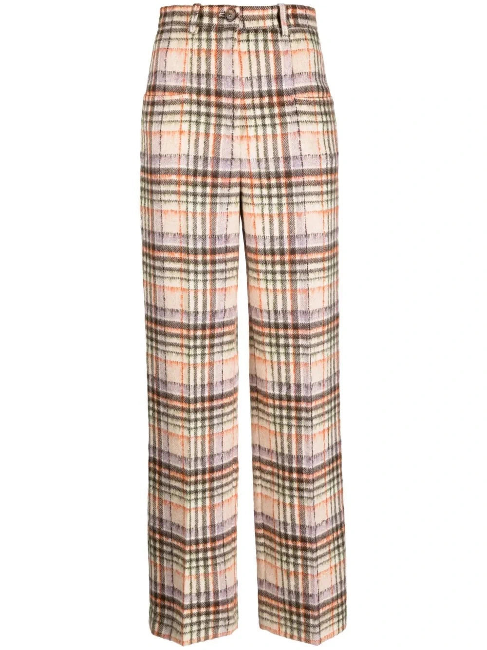 Checked Felted Wool Ecru/Lilac Pants