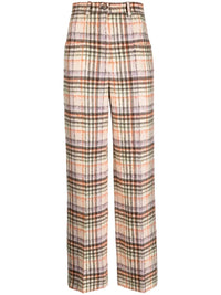 Checked Felted Wool Ecru/Lilac Pants