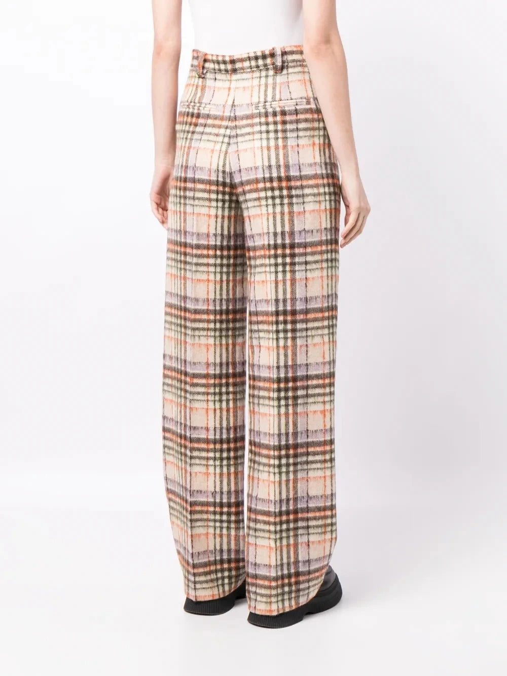 Checked Felted Wool Ecru/Lilac Pants