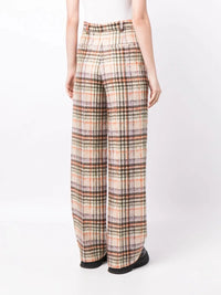 Checked Felted Wool Ecru/Lilac Pants