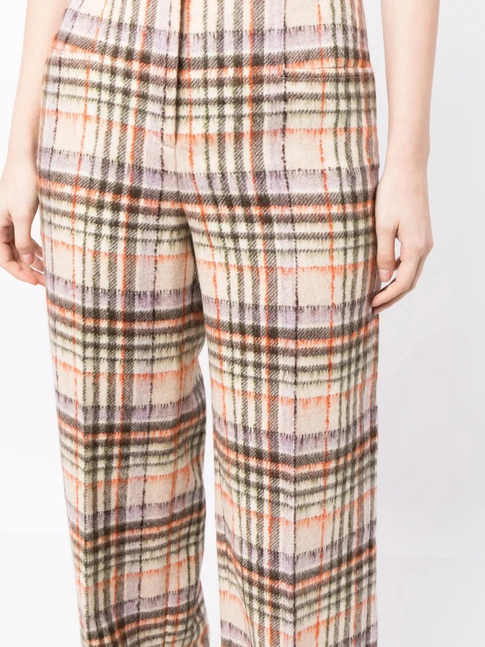 Checked Felted Wool Ecru/Lilac Pants