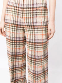 Checked Felted Wool Ecru/Lilac Pants