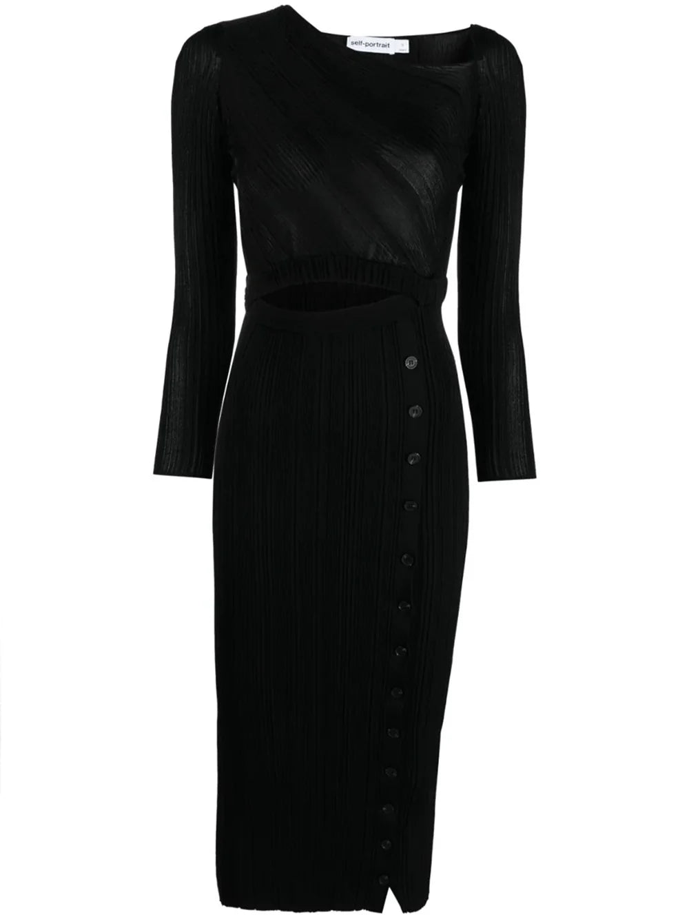 Cut-Out Black Knit Midi Dress