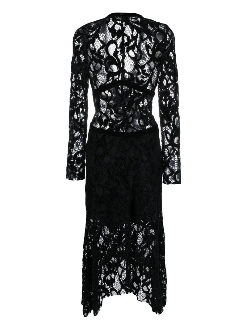 Asymmetric Lace Black Dress