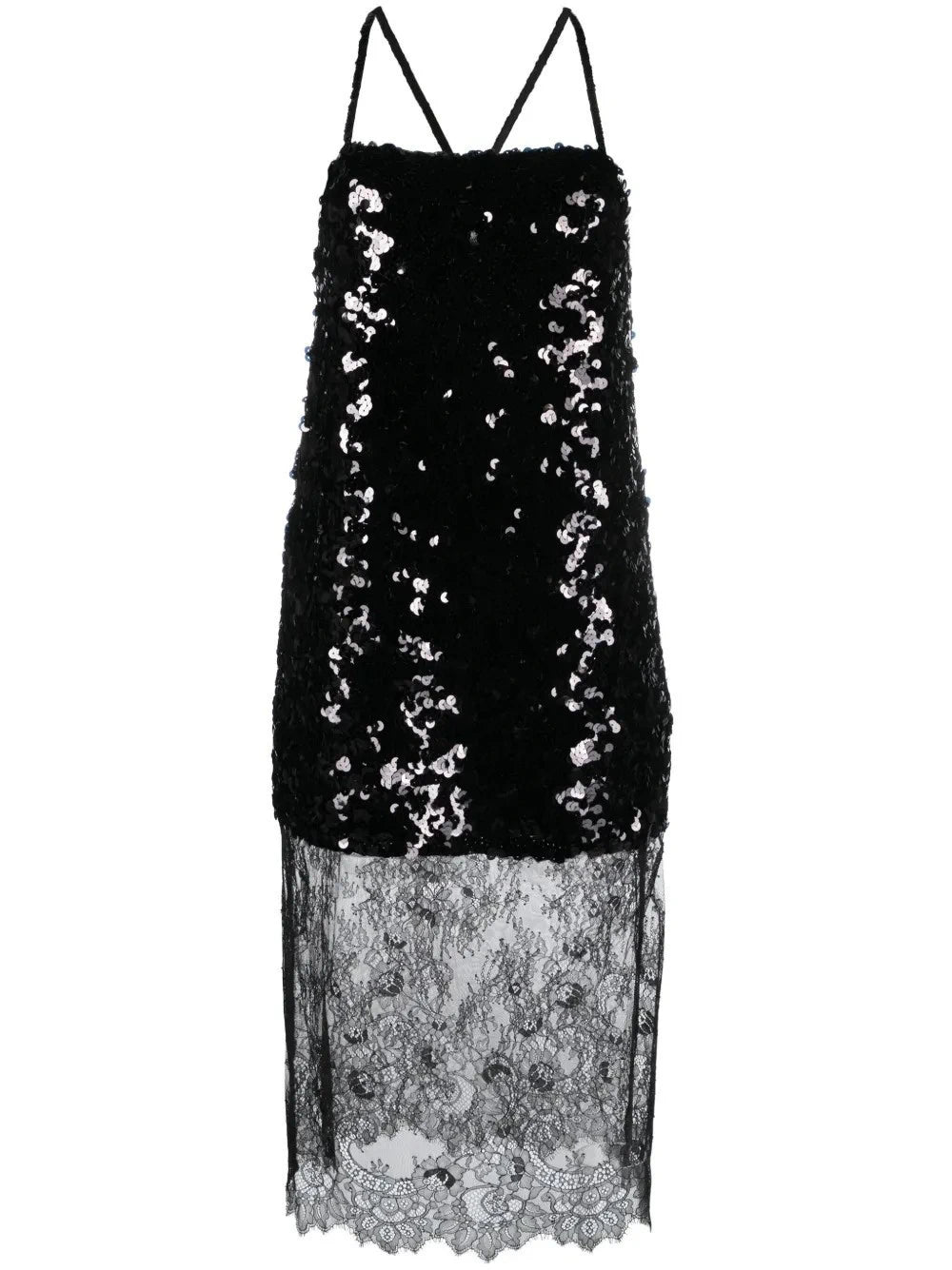 Sequinned Black Slip Dress