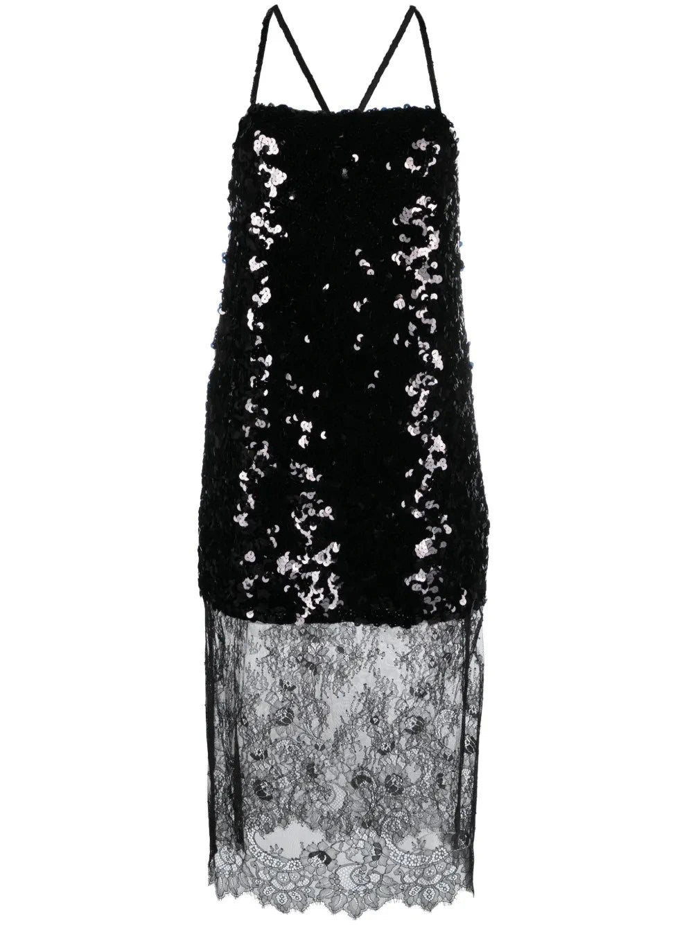 Sequinned Black Slip Dress