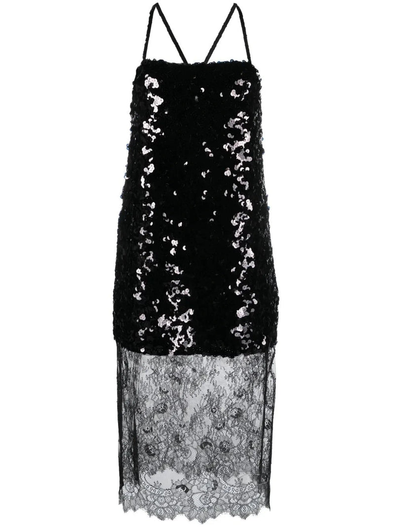 Sequinned Black Slip Dress